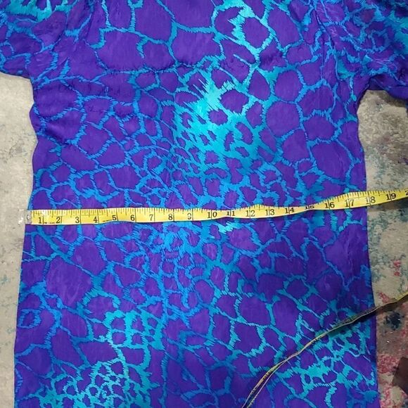 Vintage 80s Nora Noh 100% Silk Midi/Maxi Dress With Batwing Sleeves - Picture 13 of 16